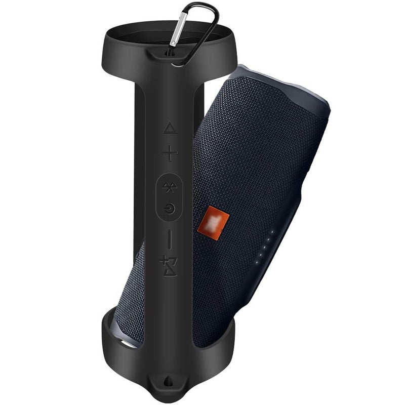 Comecase Silicone Case Cover for JBL Charge 4 Portable Waterproof Wireless Bluetooth Speaker, Travel Gel Soft Skin,Waterproof Rubber Carrying Pouch with Strap (Black) - Image 2